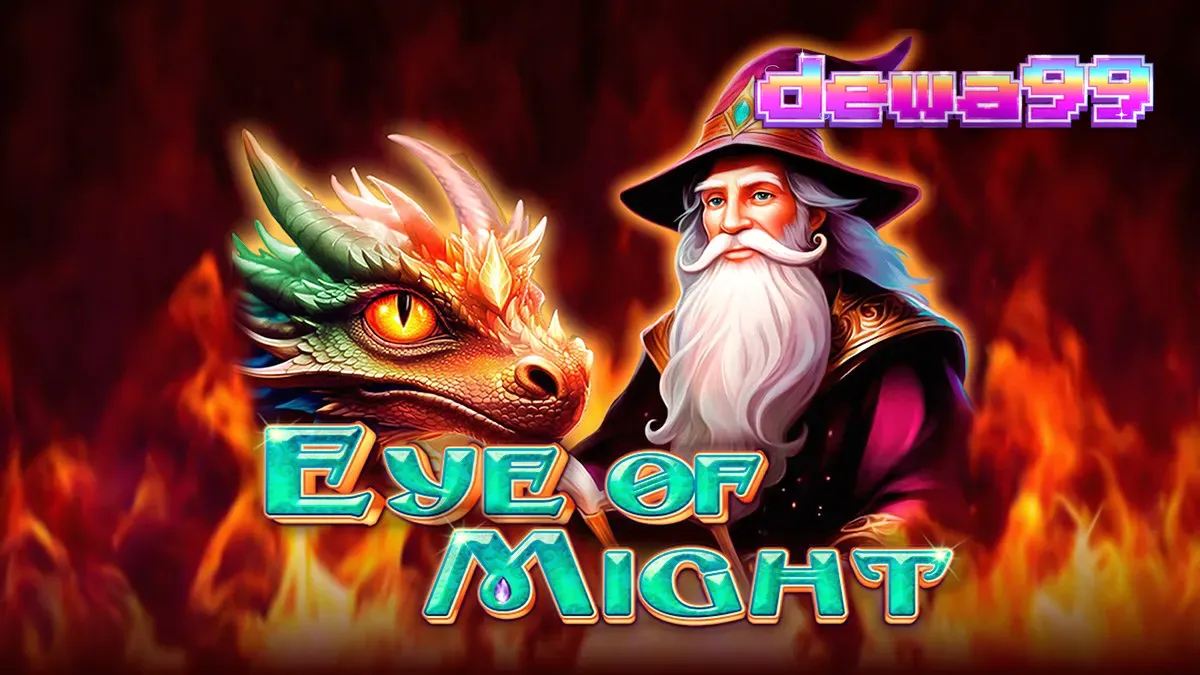 Tampilan visual slot Eye of Might dengan tema fantasi dan simbol naga