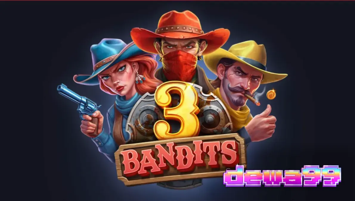 Tampilan visual slot 3 Bandits dengan tema Wild West yang penuh warna